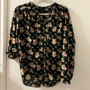 Black floral blouse